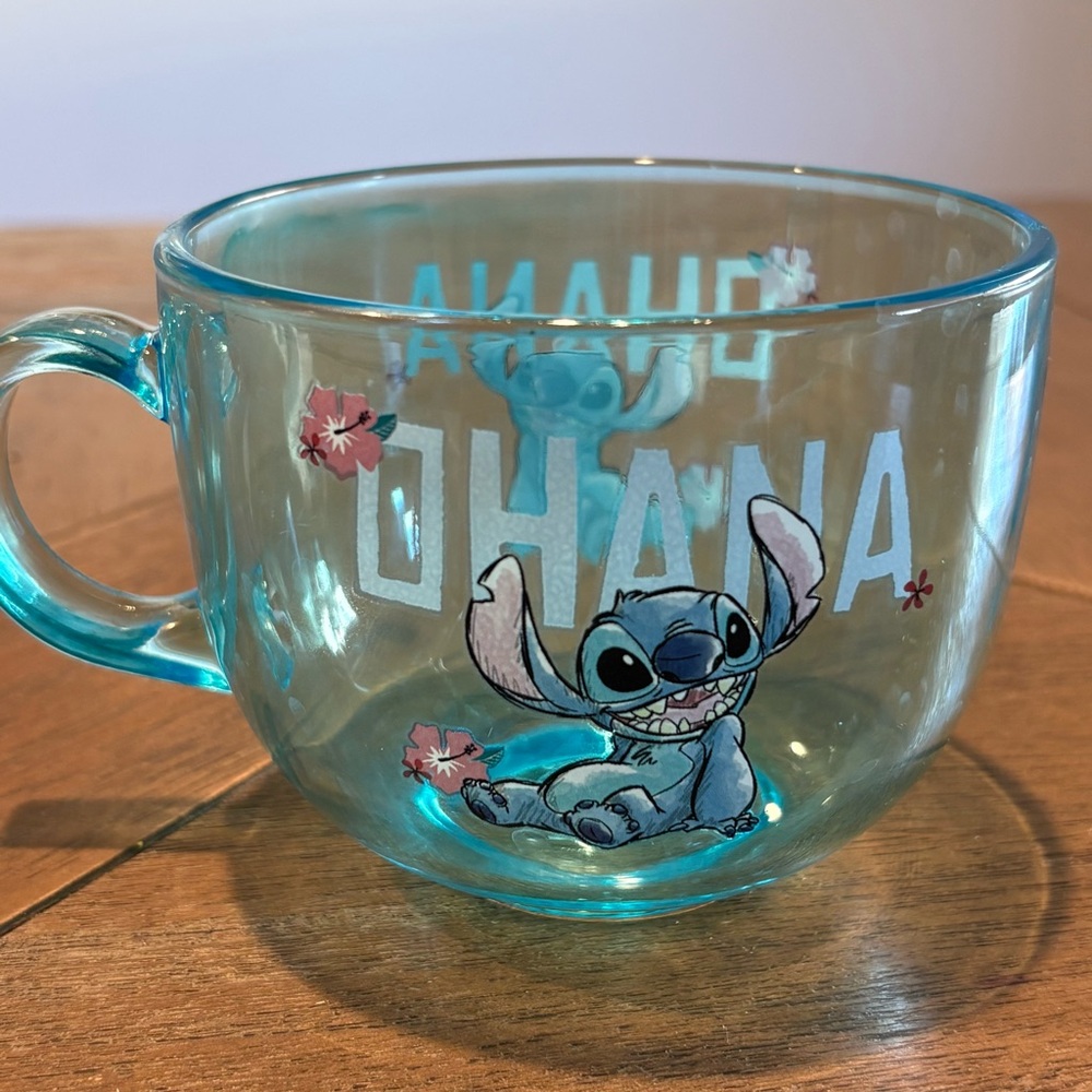 Disney Lilo & Stitch Blue Glass Character Mug Ohana - Picture 2 of 5